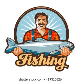 fishing vector logo. fisherman or fish icon