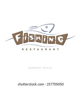 Fishing Vector Logo. Restaurant Bar. Sample Design Concept. Vintage Style