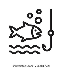 Fishing Vector Outline Icon. EPS 10 file 