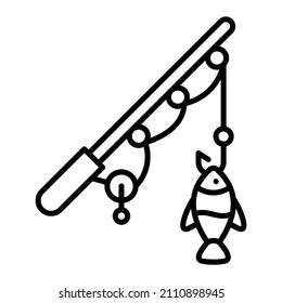 Icono De Contorno Del Vector De Pesca Aislado En Fondo Blanco
