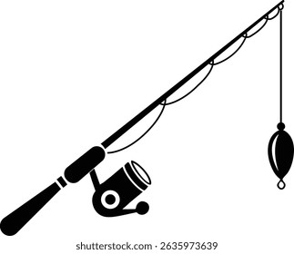 Fishing vector with Fishing rod and hook and fish on white background