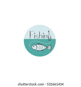 
fishing vector round logo symbol