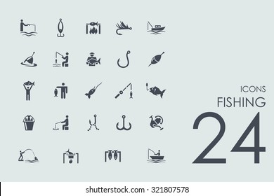 fishing vector set of modern simple icons