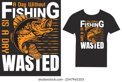 Design de camiseta de tipografia de vetor de pesca
