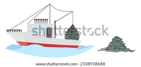 Image, Stock Photo A net full of freshly caught mussels is offered at the fish market