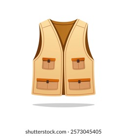 Fishing vest jacket vector isolated on white background.