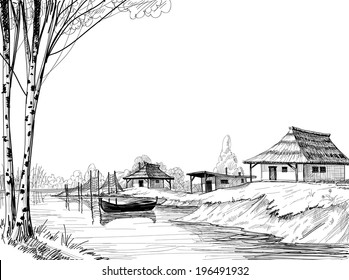 Fishing Village Sketch