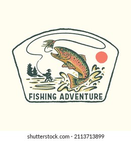 placa de diseño de ilustraciones vintage de pesca b