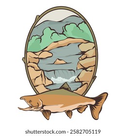 fishing vintage illustration design t shirt and logos vintage