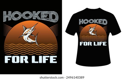 Fishing vintage illustration t-shirt design. Male-female unisex t-shirt design.