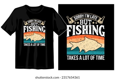 Fishing vintage t shirt design vector, vintage fishing t shirt set graphic illustration