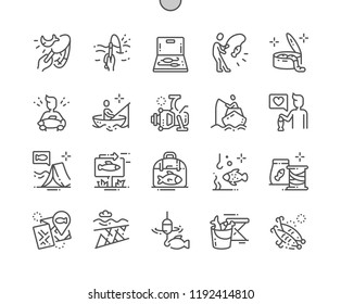 Fishing Well-crafted Pixel Perfect Vector Thin Line Icons 30 2x Grid For Web Graphics And Apps. Simple Minimal Pictogram