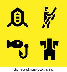 fishing, wetsuit, warrior and rafting vector icon set. Sample icons set for web and graphic design