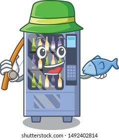 Fishing wine vending machine isolated with character