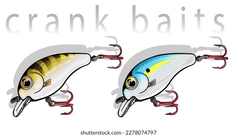 lúpulos de wobbler de pesca o de cigüeñal. para actividades pesqueras. ilustración vectorial aislada.