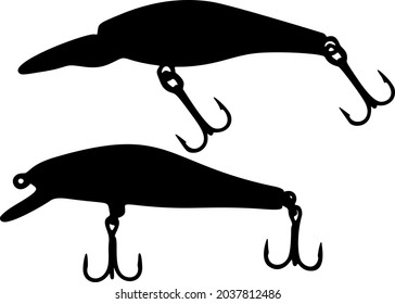 Fishing wobbler with hooks included. Vector image.