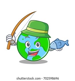 Fishing world globe character cartoon