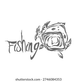 fishing writing with a silhouette of a fish devouring with its mouth open