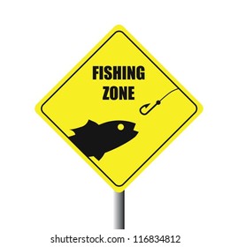 Fishing zone vector road sign