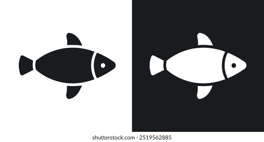 Fishline vector icon set in solid and outline style.
