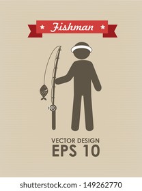 fishman  design over beige background vector illustration 
