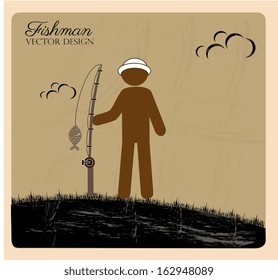 fishman  design over pink background vector illustration 