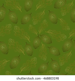 fishnet acorns and oak leaves seamless pattern
