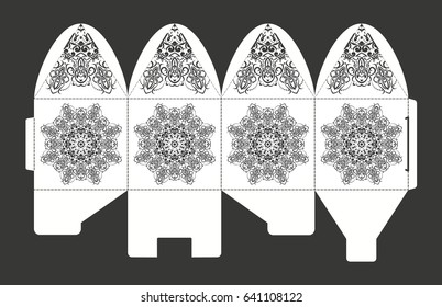 Fishnet bombonerki, vector envelopes for wedding invitation with laser cut pattern. Mandala, layout, design, Eastern, ethnic style wedding invitations. Collection envelopes for laser cutting mandala