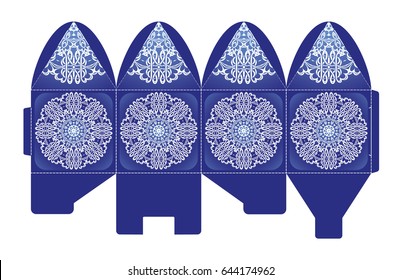 Fishnet bombonerki, vector envelopes for wedding invitation with laser cut pattern. Mandala, layout, design, Eastern, ethnic style wedding invitations. Collection envelopes for laser cutting mandala