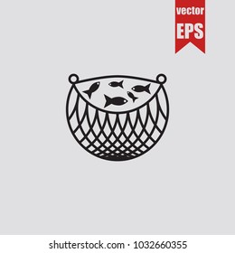 Fishnet icon Seine in trendy isolated on grey background.Vector illustration.