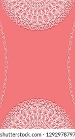 Fishnet, lace side frames - coral background - for design - vector