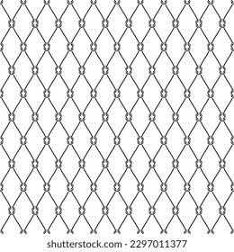 Malla de pescado de los bucles geométricos negros aislados en un fondo blanco. Patrón transparente del vector