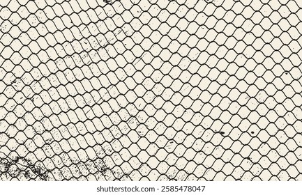 Fishnet pattern, fish net background, soccer goal mesh, vector fishing, football or tennis sport. Seamless ropes and knots pattern with black and white ornament of fish trap, fence grid, gate network