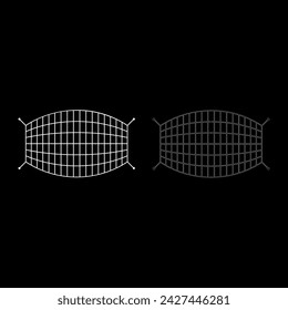 Fishnet rope net set icon white color vector illustration image solid fill outline contour line thin flat style