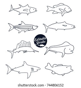 Fishs Icons Editable Outline