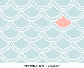Fishscale colorful pattern, decorative style. Horizontal background.