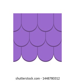 Fishscale roof tile pattern vector icon. Made from material i.e. terracotta, slate, metal, steel, ceramic, concrete, plastic, clay or fiberglass. For cover and construction of house or building.