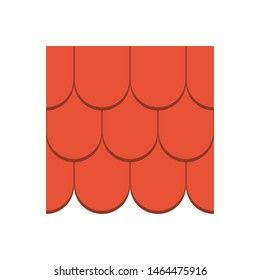 Fishscale roof tile pattern vector icon. Made from material i.e. terracotta, slate, metal, steel, ceramic, concrete, plastic, clay or fiberglass. For cover and construction of house or building.