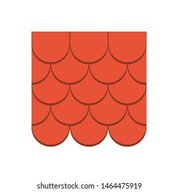 Fishscale roof tile pattern vector icon. Made from material i.e. terracotta, slate, metal, steel, ceramic, concrete, plastic, clay or fiberglass. For cover and construction of house or building.