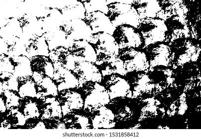 Fishscale texture. Distressed uneven grunge background. Abstract distressed vector illustration. Overlay over any design to create interesting effect and depth. Black isolated on white. EPS10