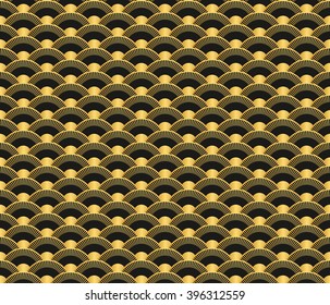 Fish-scales Seamless pattern. Oriental traditional ornament.