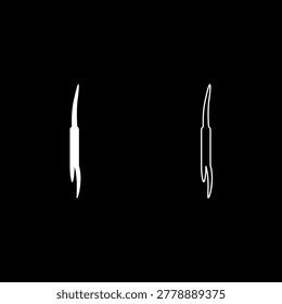 Fish-scaling knife Shrimp peeling knife set icon white color vector illustration image simple solid fill outline contour line thin flat style
