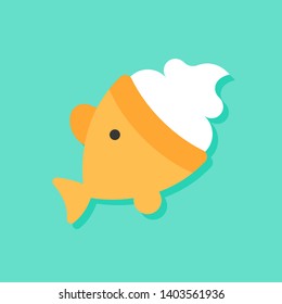 Fish-Shaped Ice Cream vector illustration, Sweets flat design icon