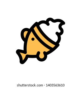 Fish-Shaped Ice Cream vector illustration, Sweets filled icon editable outline