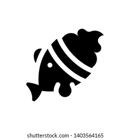 Fish-Shaped Ice Cream vector illustration, Sweets solid design icon
