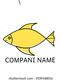 fish-shaped icon and logo in yellow