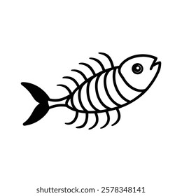 fish-skeleton of a line art vector