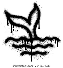 
fishtail graffiti with black spray paint. vector illustration.