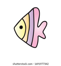 Fisch.Vektorillustration Sommerkinddesign für Postkarten-Banner.Rest