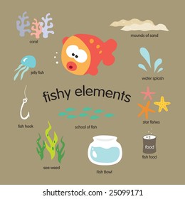 Fishy Elements Vector Set